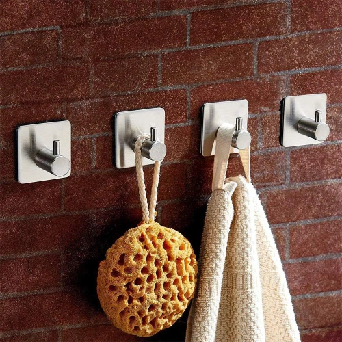 BXG-4PCS-PLATA | Gancho de plata para ropa, paños, toallas | Soporte autoadhesivo para accesorios de cocina.