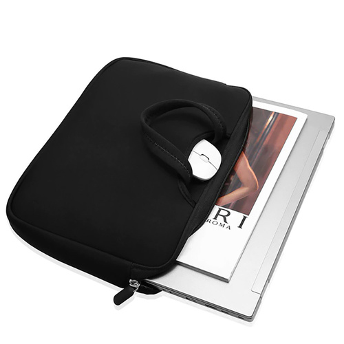 BR04 | Borsa in neoprene, custodia per laptop da 15,6" | manici, due tasche laterali | nero