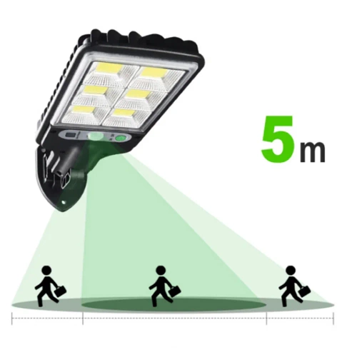 LD-616B-72COB | Tuinlamp op zonne-energie met schemer- en bewegingssensor | IP65, 72 COB-LED's, IR-afstandsbediening