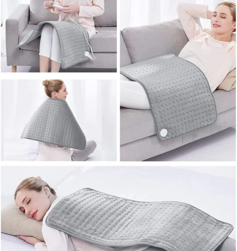 Coussin chauffant électrique pour le dos, muscles et articulations | 30 x 60 cm | gris | HPD-3060-Grey
