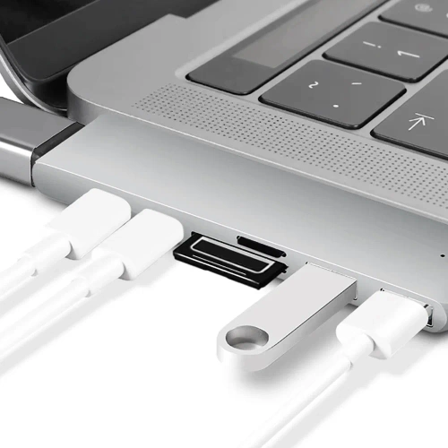 CENTRO | USB-C para 2x USB-A + 2x USB-C + cartão SD + TF + divisor HDMI | adaptador, divisor tipo C 7 em 1