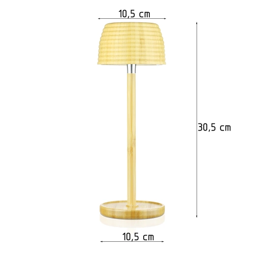 Lampada da tavolo a LED in bambù con regolazione del colore sensibile al tocco | Lampada da notte wireless con batteria integrata da 1500 mAh, USB-C | YG-VM41B