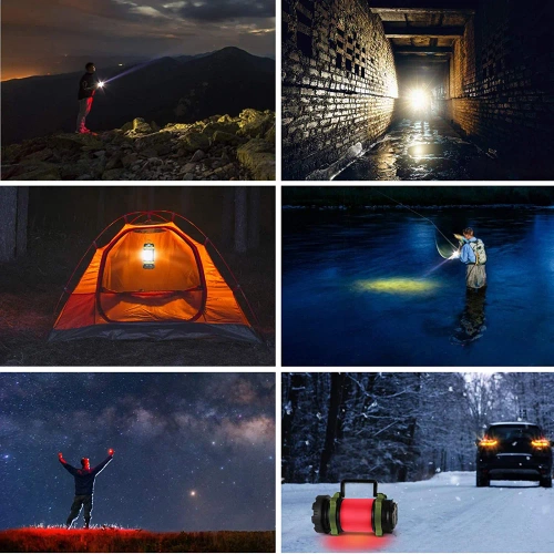 LED-Campinglampe mit Powerbank-Funktion, Outdoor-Taschenlampe | 800 lm, 3.700 mAh, bis zu 20 h Laufzeit, 6 Leuchtmodi, rotes Licht, IPX4 | HC-260