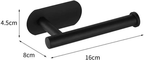 JZU-304-NEGRO | Portapapeles negro | Colgador de papel higiénico autoadhesivo