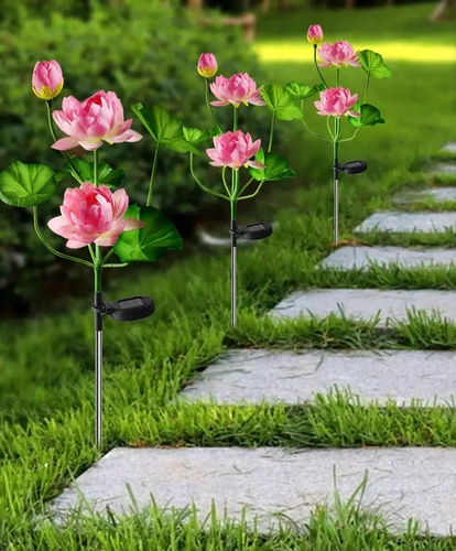 LED-Gartenleuchte Solar Blume Lotos, Seerose | 72 cm, 600 mAh | pink | FLD-25-PINK