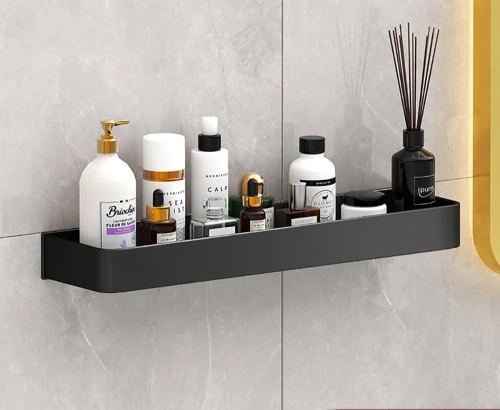 BSU-L30CM-B | Bathroom shelf above the sink | shower organizer | Black