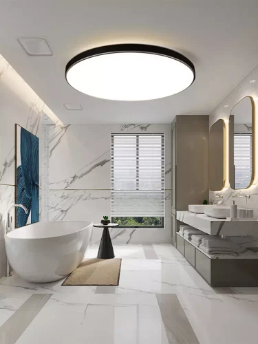 RLB-C30W-B | Čierne, okrúhle LED stropné svietidlo 24W | Neblikajúci CCD panel na povrchovú montáž