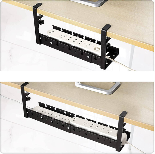 CWT-O3 | Verstelbare kabelorganizer onder het bureau 29-53 cm | Mand, geleider, handvat | Zwart