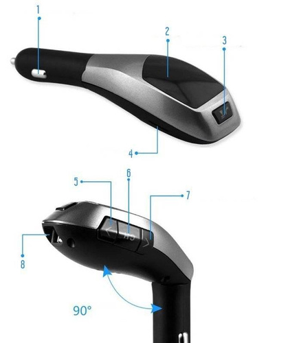 X5 | Bluetooth | FM automobilinis siųstuvas su LED ekranu | USB įkroviklis | Garsiakalbių sistema