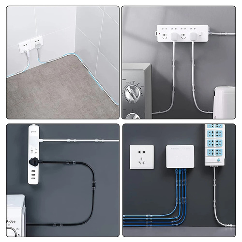 KZ-D58 | Juego de 10 organizadores de cables y alambres | Clips con cinta nanoadhesiva 3M | Blanco