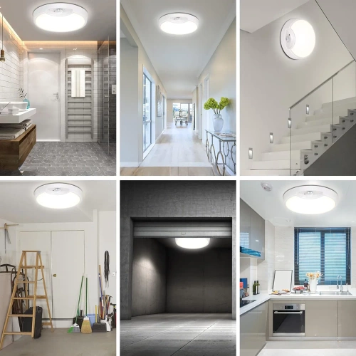 C2772-BIANCO | Lampada da soffitto con batteria incorporata | Lampada da soffitto a LED con sensore crepuscolare e di movimento