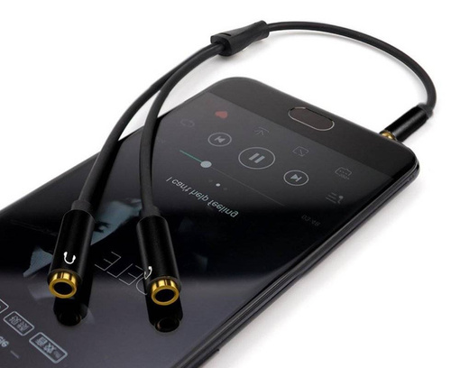 AH2-B-33CM-Nero | Mini jack splitter | terminali e connettori placcati oro | Qualità di alta qualità