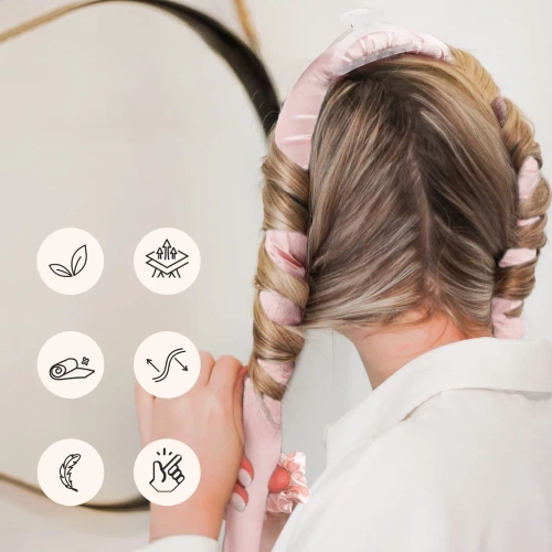 SD-13-ROSA | Rodillo sin uso de calor | Rodillo para rizar el cabello | Kit para hacer olas