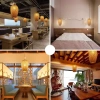 Lampă suspendată din bambus realizată manual | BOHO | candelabru chinezesc