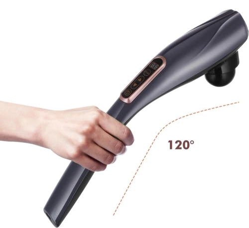 Massagepistole mit austauschbaren Aufsätzen | Vibrationsmassage für Rücken, Cellulite-Behandlung | grau | YT-1706-GREY