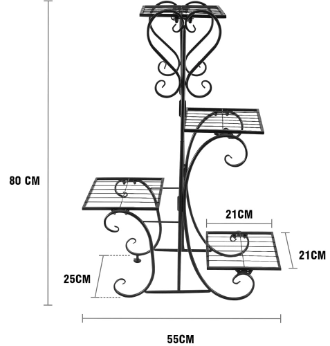 MF-S05-ZWART | Metalen bloemenstandaard | bloemenplank | zwart