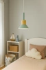 Lampada a sospensione con paralume verde e legno | stile minimalista scandinavo con portalampada E27 | YG-XD002B-G