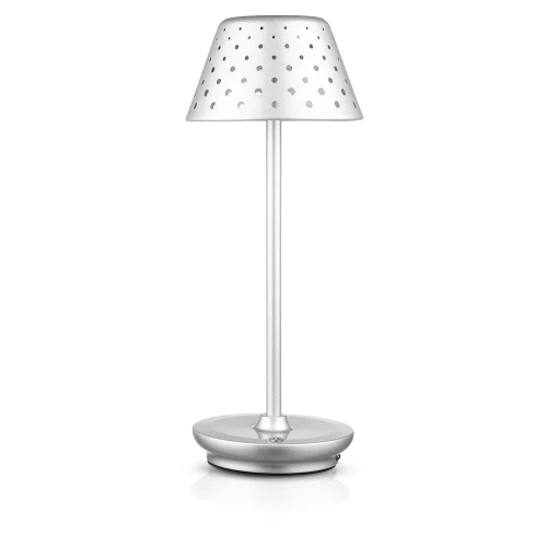 HJA15-PLATA | Lámpara de mesa con batería incorporada | Lámpara de noche con tres colores de luz | Lámpara atmosférica para hotel o restaurante.