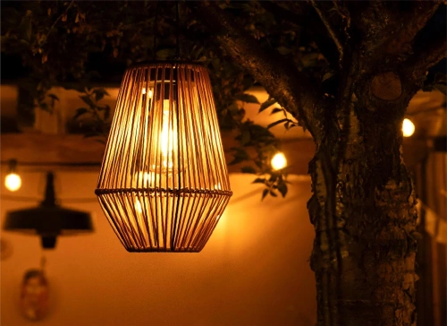JX21-Bamboe | Draadloze zonnelamp | Tuinlamp met houder