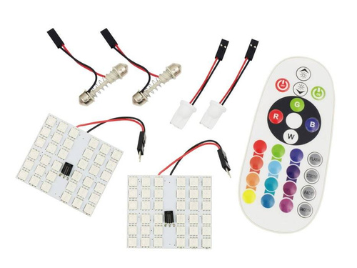 Kit de paneles LED RGB | 2 Paneles LED 36 SMD 5050 RGB | Mando a distancia en color | Adaptadores C5W y W5W
