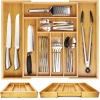 Cutlery Organizer | Bamboo, Adjustable XL Insert for Drawer with 8 Compartments | KBT-G844