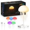 Veilleuse méduse LED RGB avec mouvement des tentacules et capteur sonore | lampe décorative relaxante USB-C 1.000 mAh | JF-125-TSP