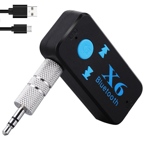 X6 | Trådløs Bluetooth-lydmodtager v 4.1 + EDR + A2DP | AUX mini-jack adapter | TF microSD-understøttelse