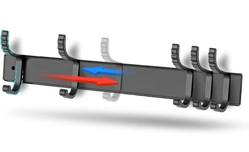 QH-8G-CINZA | Cabide de parede com ganchos deslizantes | Cabide de banheiro de metal | Porta-roupas ou toalha