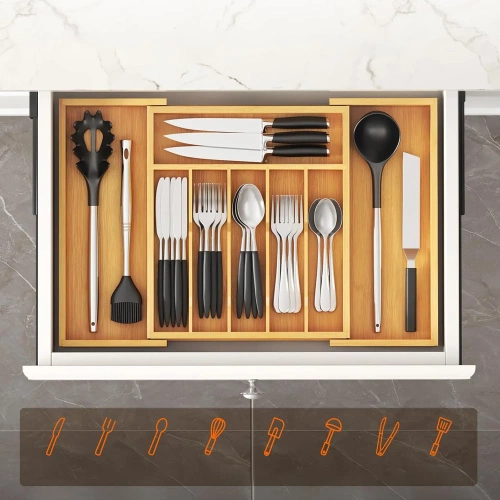 RSD-768 | Sammenfoldelig bambus bestik organizer