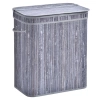RYL-100L-GRY | Coș de rufe gri | Recipient de jucării din bambus | Coș de haine din lemn | Cos de rufe cu doua compartimente pentru baie