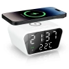 Smart Alarm Clock with Qi Wireless Charger 15W | Alarm Clock with Three Alarms | Watch with Temperature Display | SZ01-15W-W