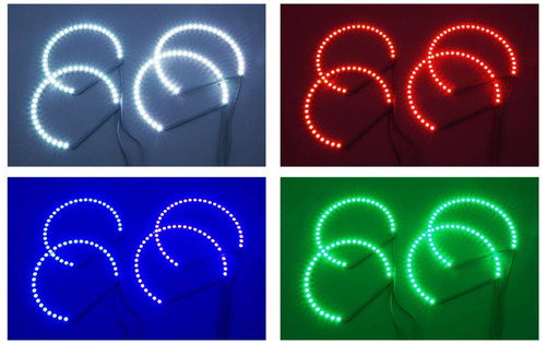 Set de anillos LED RGB - 4 ANILLOS con controlador y mando a distancia