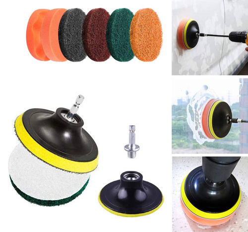 UP-12-22PCS | 22 šepečių, pagalvėlių ir valymo kempinių rinkinys, skirtas montuoti į gręžtuvą / atsuktuvą