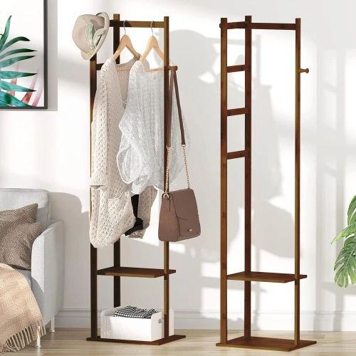 BYY-505-RW | Cabideiro com prateleiras | bambu escuro