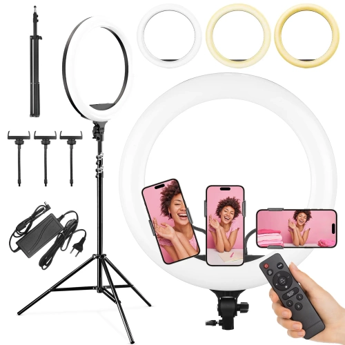 Kit lampe annulaire 45 cm avec trépied 210 cm | lampe professionnelle pour streaming ou maquillage