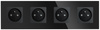 SC80-4 | Set van viervoudig frame + 4x stopcontact met aarding 230V | Gehard glas | Zwart