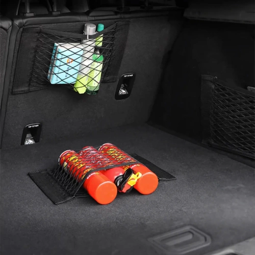 CWD-25*25CM-B | Filet de coffre | Organisateur universel | Poche fermée par Velcro