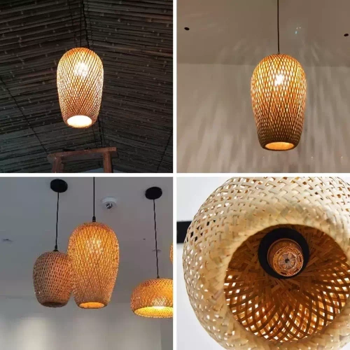 Candeeiro suspenso feito à mão em bambu | BOHO | Lustre chinês