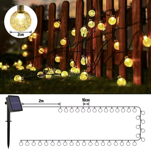 SDC-Q40LED-6M | Ghirlandă de grădină solară cu LED | 6 metri, 40 LED-uri