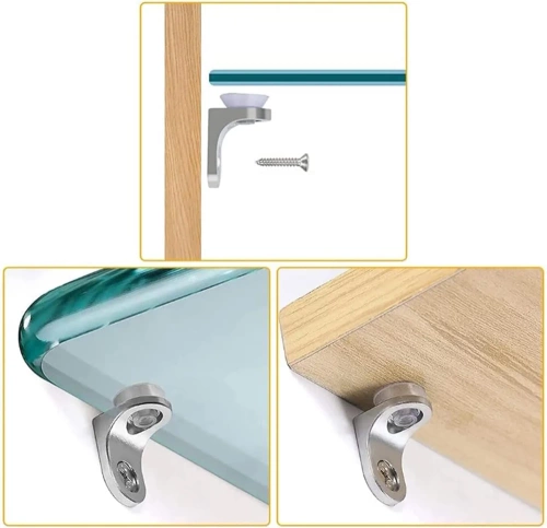 FB-A15-ARGENTO | Portaripiano | Supporti per ripiani in vetro | Set di 10 supporti