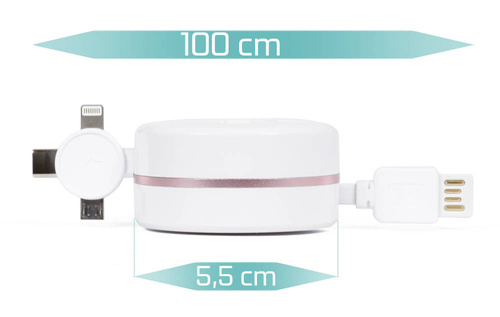 T10-1M | 3in1 intrekbare kabel | 1M | 4 kleuren