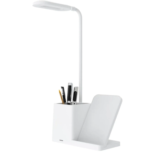 Smart LED desk lamp with Qi wireless charging | 3-in-1 desk lamp with organizer and charger | Modern study lamp with organizer | MD-K5-15W