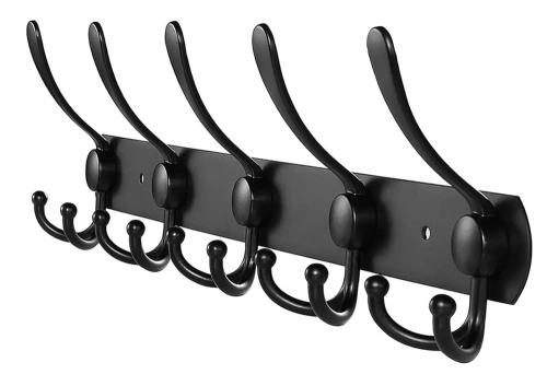 Metall-Wandhaken für Kleidung und Handtücher | Wandmontage | schwarz | DSW-H05-BLACK