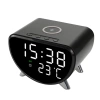 Inteligentný LED budík s 15W Qi nabíjačkou, teplomerom a 3 budíkmi | USB hodiny do spálne | SZ07-15W-BR