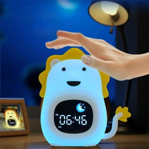LED Children's Alarm Clock with Night Light and White Noise - Colored Light, Alarm, Sunrise Simulation | Night Light with Built-in Battery | JL-822