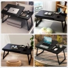 Table pliante pour ordinateur portable avec angle d&#39;inclinaison réglable | Table fonctionnelle avec plateau supplémentaire | Support de lit mobile | LFD-5532-BK