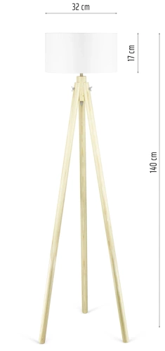 DYT-L150 | Bílá stojací lampa | Boho osvětlení do obývacího pokoje, ložnice | Bílé stojací svítidlo s dřevěným rámem