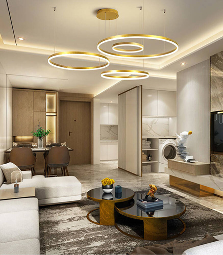 RLK-C04-157W-G | Lampada a sospensione moderna multiparte | LED | Oro