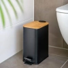 GY-TC5L | Poubelle de salle de bain | rectangulaire, couvercle en bambou, pédale | 5 litres, noir