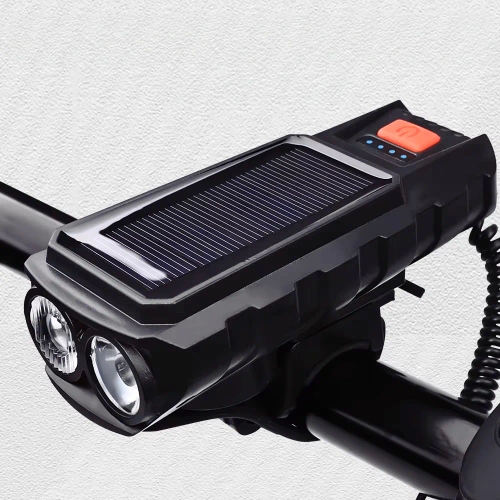 Luz solar para bicicleta con bocina 130 dB | Iluminación LED 400 lm | Luz de bicicleta impermeable | QX-LY-17-2
